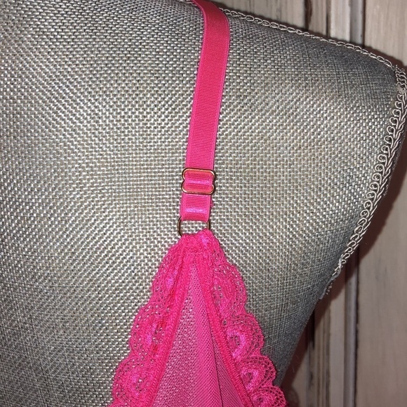 Seven Til Midnight Hot Pink Net Corset Style Nighty Size Queen - Picture 8 of 9